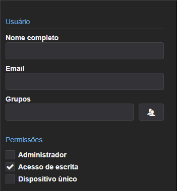 Janela de criação de um usuário OpenID